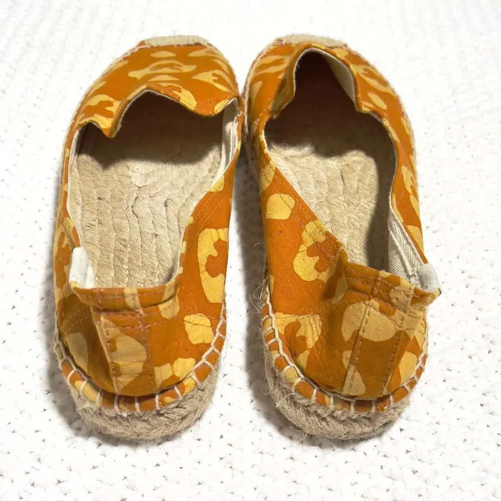 WREN X SOLUDOS Batik Medallion Platform Espadrille Canvas Boho Orange SZ 10